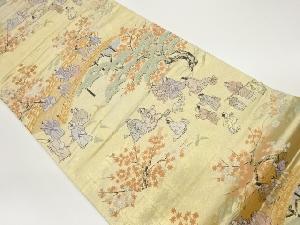 時代人物に松・紅葉・橋模様織出し袋帯